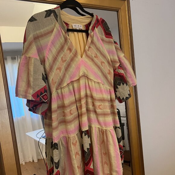 Boho mini tiered dress with short sleeves - Picture 8 of 8
